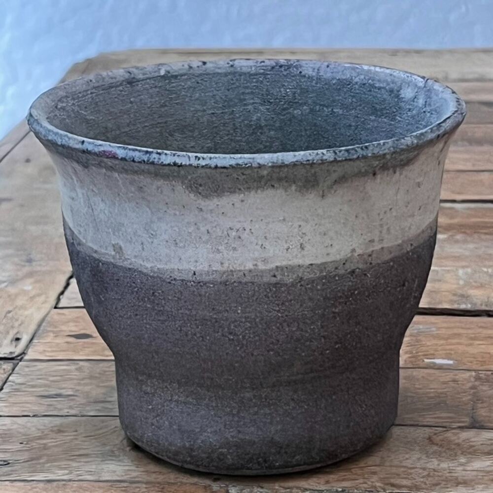 Flower Pot Vase 4.5" Tall Two Tone Rustic Textured
